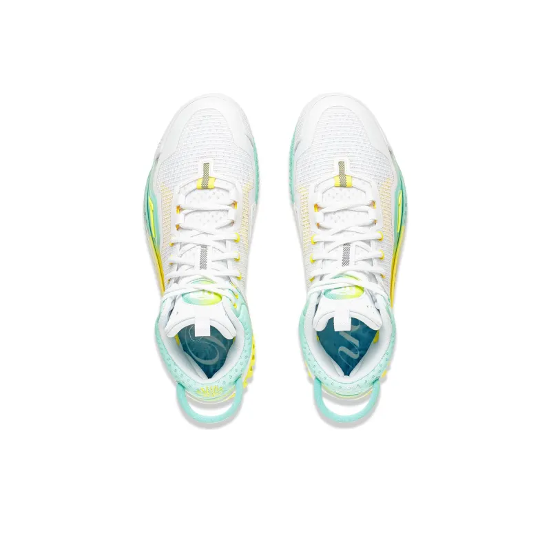 LiNing Badfive 3 Cushioning, Slip Resistant, And Abrasion Resistant Mid Top Basketball Shoes Men's White Green Yellow-3