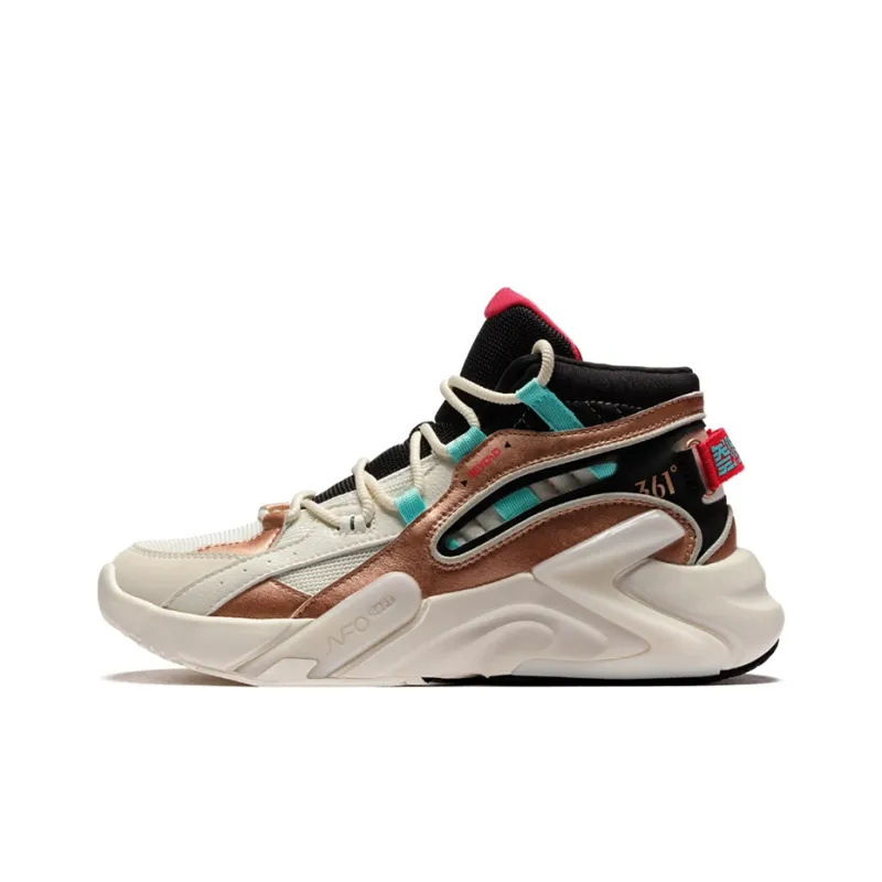 361° NFO Shock Absorbers Slip Resistant Breathable High Top Basketball Shoes Women's White Black-0