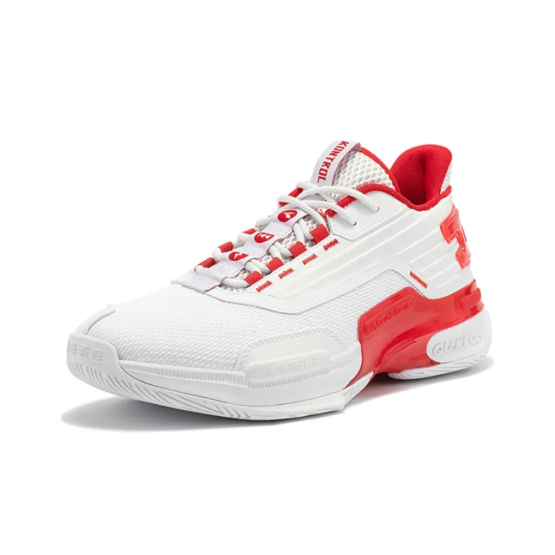 361° Kriss 2TD G Control 2TD Abrasion Resistant Slip Resistant Low Top Basketball Shoes Men's White Red-1