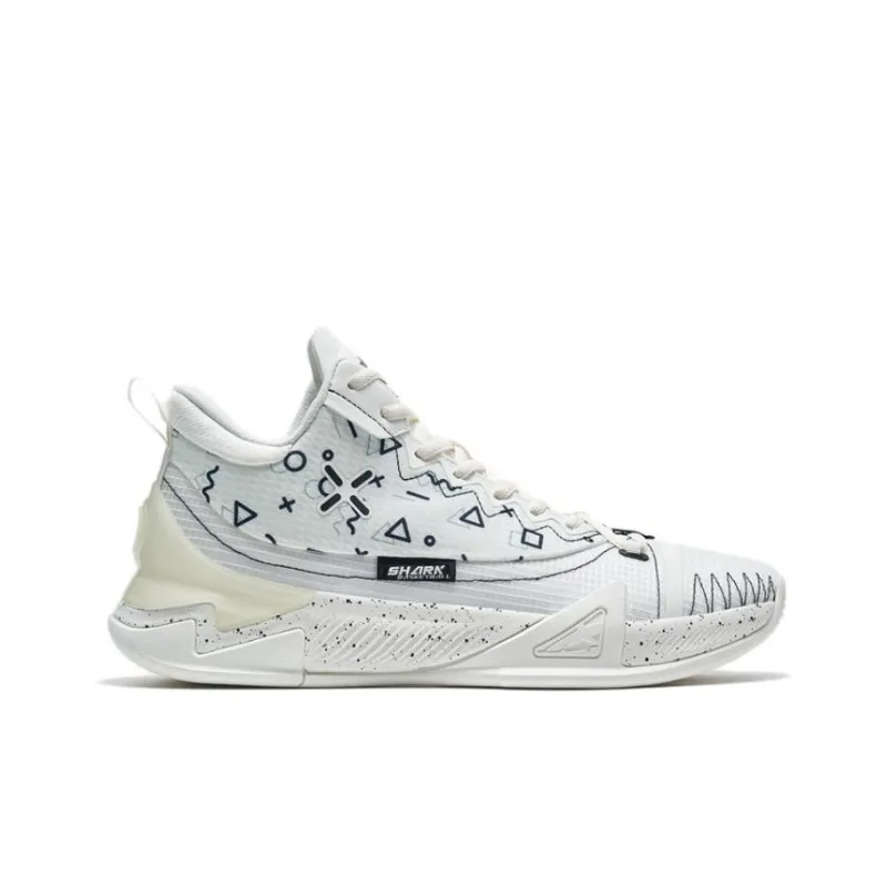XTEP Shark1.0 Cushioning Anti Slip And Wear Resistant Low Top Performance Basketball Shoes White Black-1