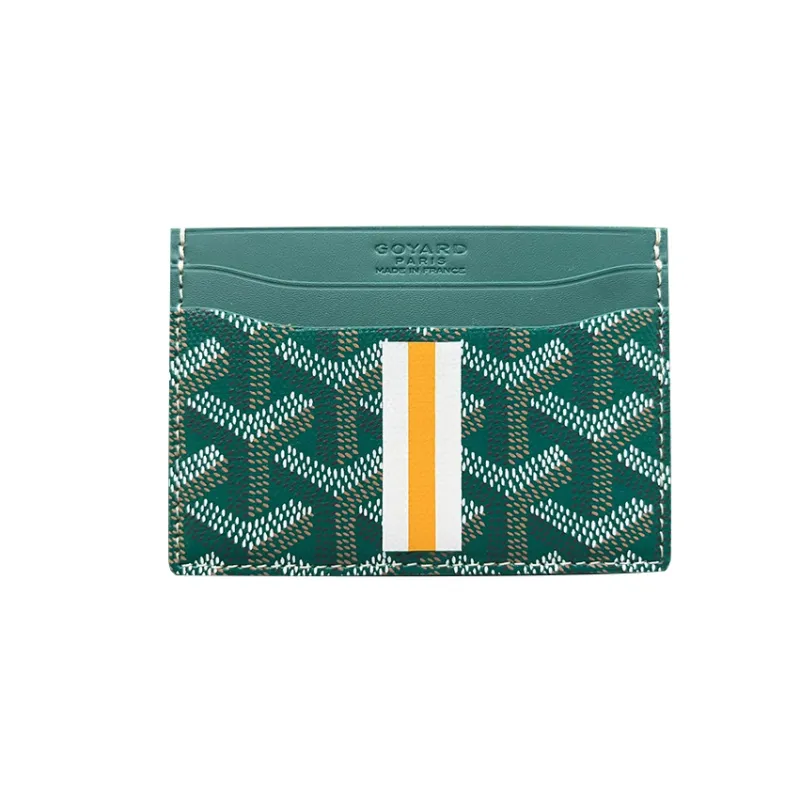 GOYARD Saint-Sulpice Canvas With Leather Dog's Teeth Card Clip Card Holder Unisex Green-0