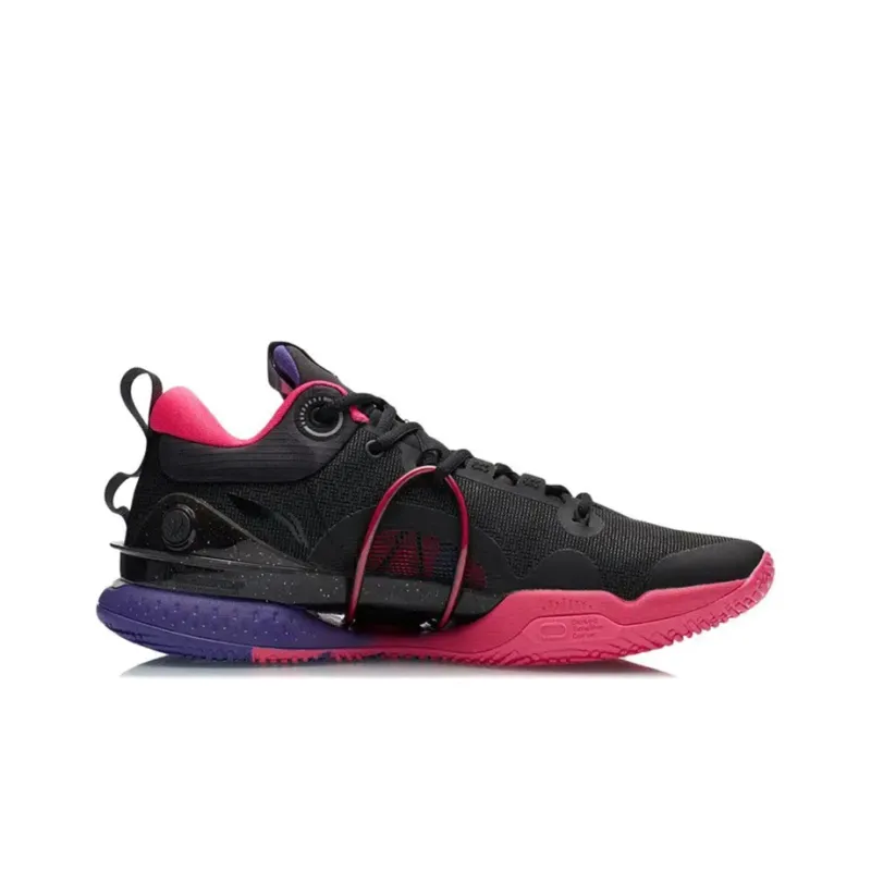 LINING Speed 8 Basketball Shoes Men Low Top Black/Pink/Purple-1