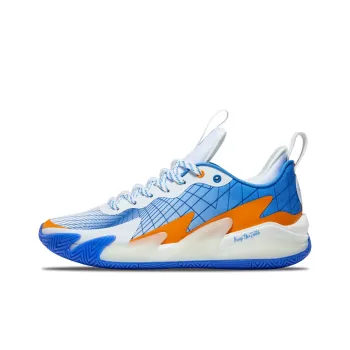 RIGORER Stop Ge 1.0 Cushioned Wear Resistant Coverage Low Top Basketball Shoes Unisex White Blue Orange