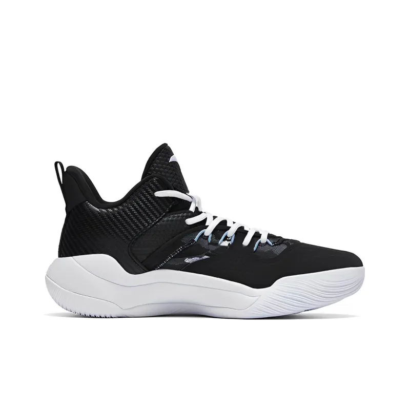Anta Laser 4 Anti Slip Wear Resistant Mid Top Basketball Shoes Men's Black White-1