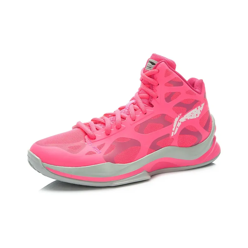 LiNing SONIC 3 Coverage Support Cushioning High Top Basketball Shoes Men's Pink Gray-1