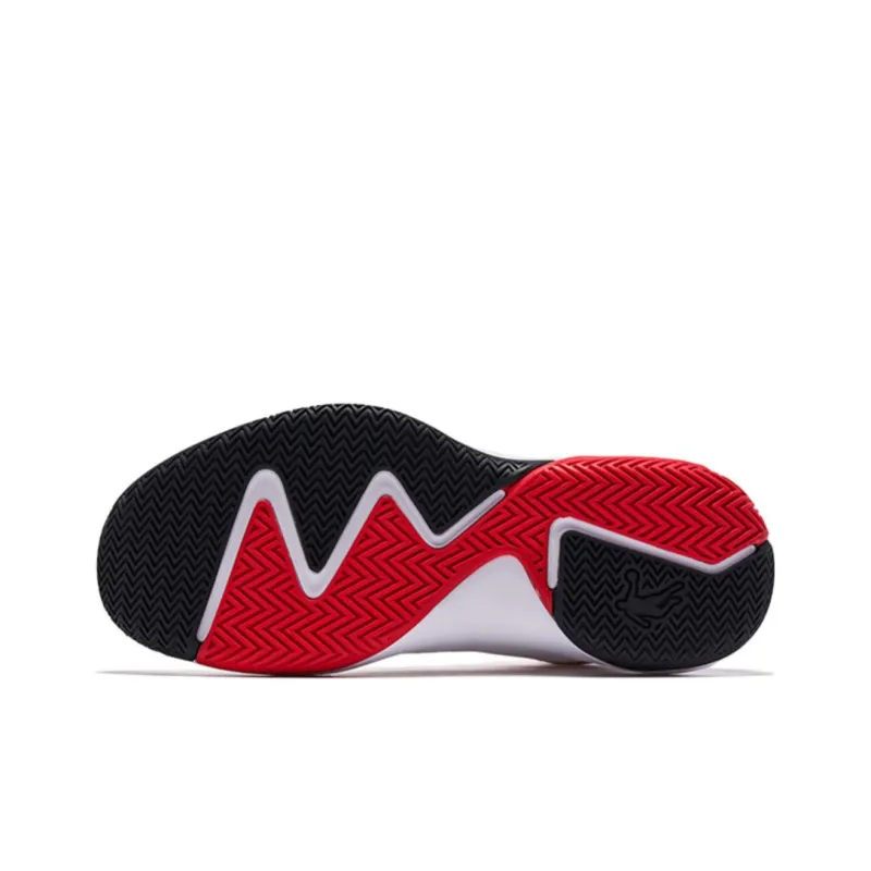 QIAODAN Slip Resistant, Abrasion Resistant, Lightweight Mid Top Basketball Shoes Men's White Black Red-3