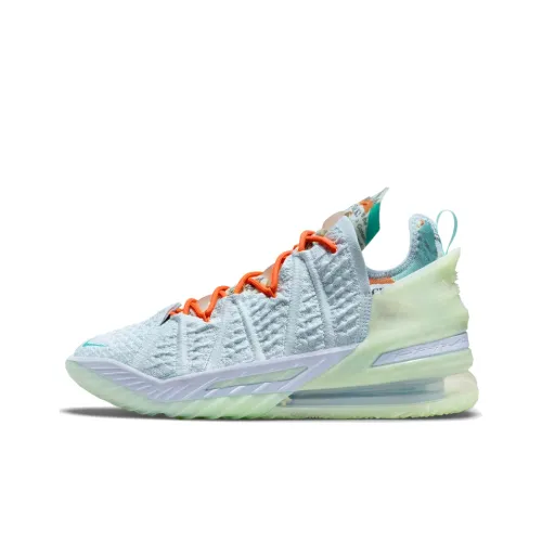 Nike Lebron 18 Basketball Shoes Unisex Low-Top White/Green/Orange