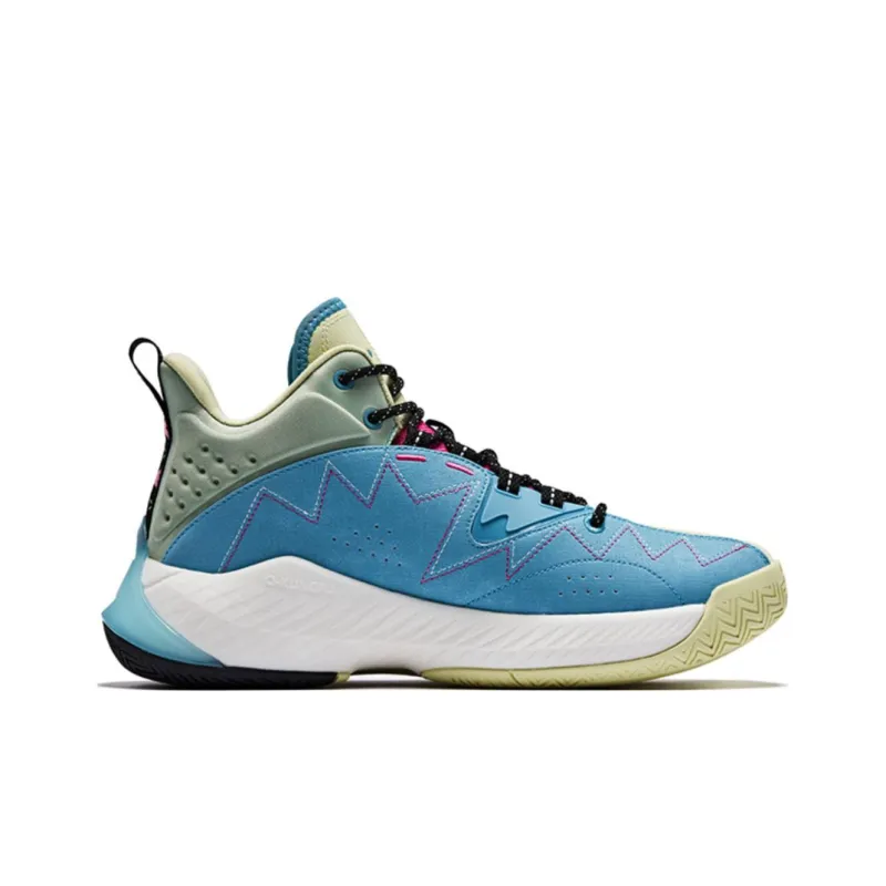 QIAODAN Poisonous Fangs 1.0 Basketball Shoes Men Mid Top White/Blue-1