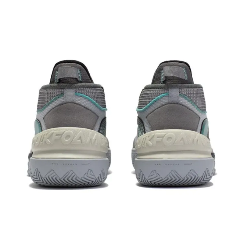 361° Burning Battle 2.0 Basketball Shoes Men Mid Top Cold Mist Gray/Shade 1 Gray/Blue-4