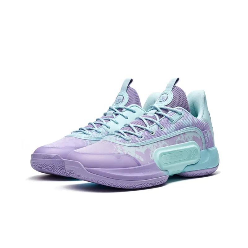 XTEP Cloud Tour TD V2 Cushioning Anti-Slip Wear-Resistant Breathability Low-Top Basketball Shoes Men's Blue Purple-1