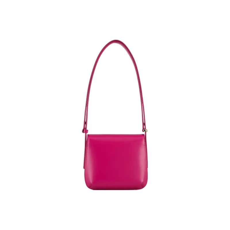 AMANI Pebbled Print Patent Leather Calfskin Handbag Shoulder Bag Women's Pink-2