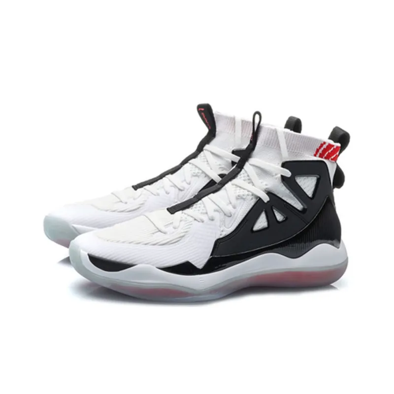 LiNing Cushioning, Slip Resistant, And Abrasion Resistant High Top Basketball Shoes Men's Black White-2