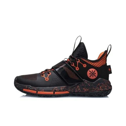 LINING Wade Block Basketball Shoes Men Low-Top Black/Neon Flame Orange