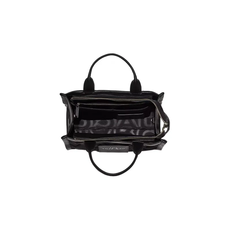 MARC JACOBS Leather Trim Tote Bag, Shopping Bag, Shoulder Bag, Crossbody Bag, Handbag Medium Size Unisex Black-4