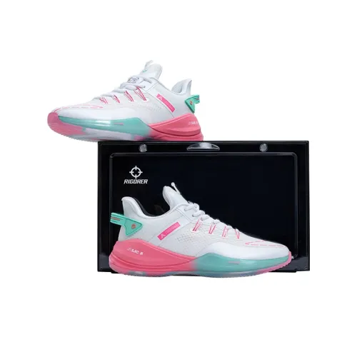 RIGORER Sniper 2 Basketball Shoes Unisex Low-Top White/Light Blue Green/Cherry Wood Pink