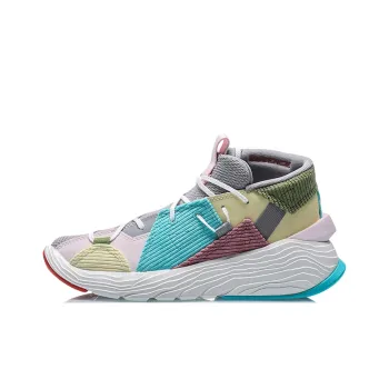 LiNing Kung Fu Jackie Chan Kung Fu Collection Essence Winterized Mid Top Basketball Shoes Women's Gray Yellow Green