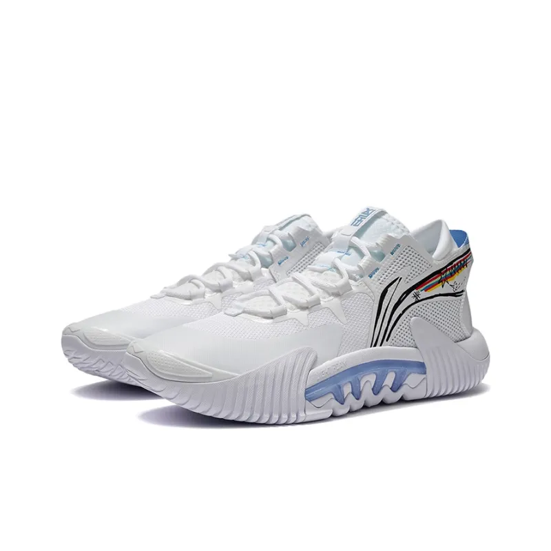 LINING Badfive 2 Low Basketball Shoes Men Low Top White/Blue-2