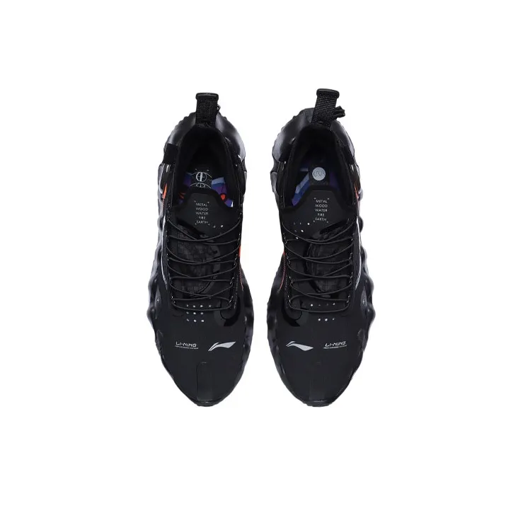 LiNing Wu Xing 2 Anti Slip And Wear Resistant Lightweight Low Top Basketball Shoes Men's Black Orange-3