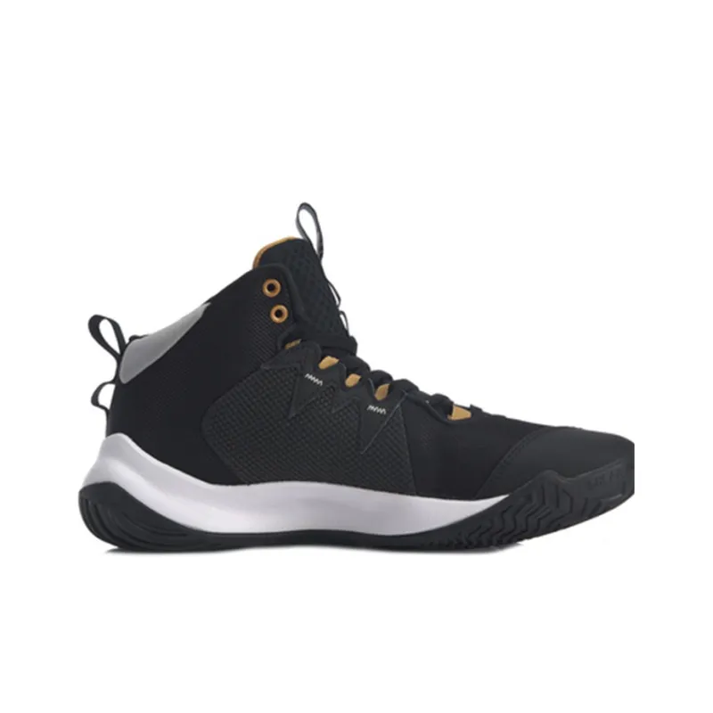 LiNing Storm OUTDOOR Cushioned Wear Resistant Slip Resistant Mid Top Performance Basketball Shoes Men's Black White-1