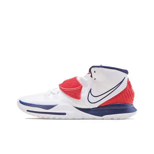 Nike Kyrie 6 Basketball Shoes Unisex Mid-Top White/Blue/Red