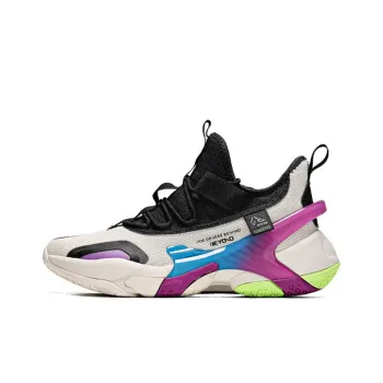 361° Trendy Halberd Cushioning, Slip Resistant, And Abrasion Resistant Mid Top Basketball Shoes Men's Black Gray Purple