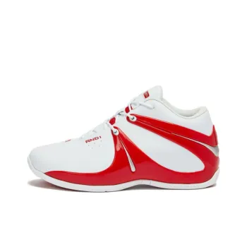 AND1 Rise Cushioning Slip Resistant Mid Top Basketball Shoes Men's White Red