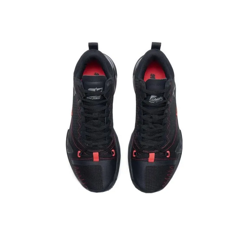XTEP Shark1.0 Shock Absorbers Slip Resistant, Abrasion Resistant, Breathable High Top Basketball Shoes Men's Black Red-3