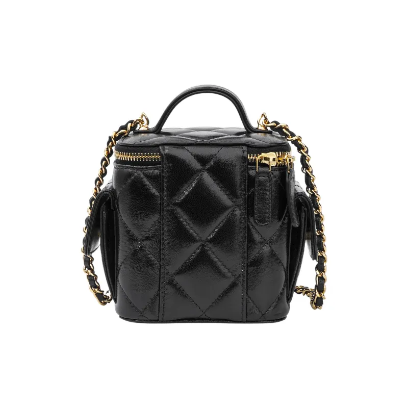CHANEL 22K Autumn And Winter Sheepskin Shoulder Bag, Crossbody Bag, Makeup Bag Women's Black-4