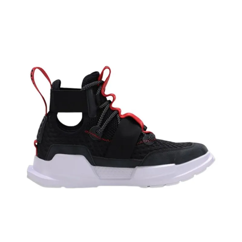 LiNing Reburn WS Cushioning, Slip Resistant, And Abrasion Resistant High Top Basketball Shoes Unisex Black Red-1