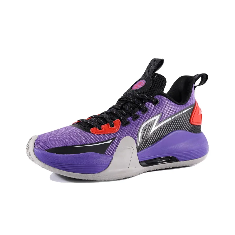 LiNing Speed 7 Slip Resistant Cushioning Abrasion Resistant Low Top Basketball Shoes Men's Purple Black-1