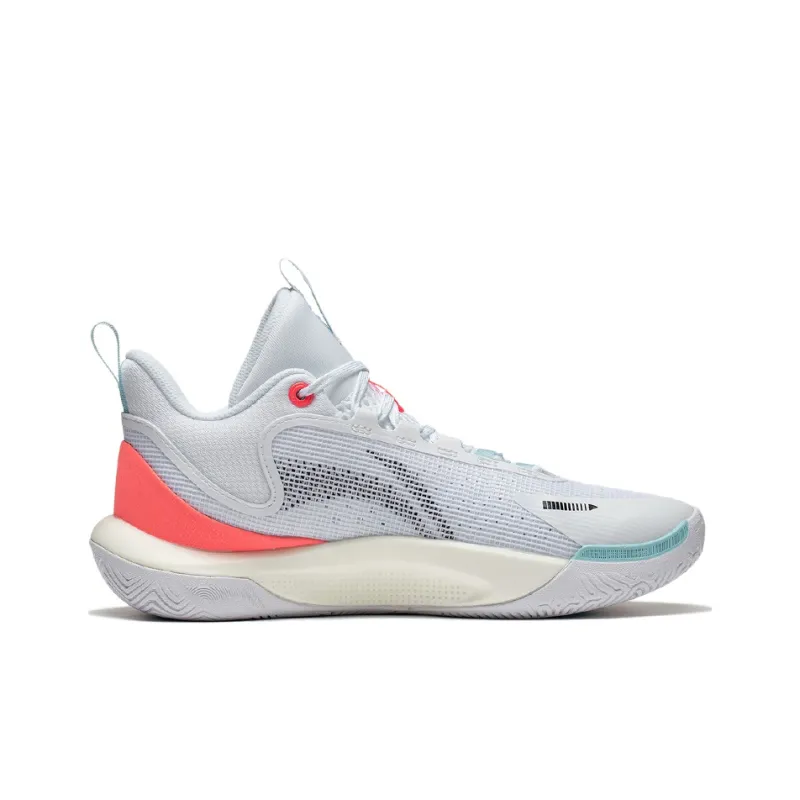 LiNing SONIC Team Anti Slip And Wear Resistant Support Rebound Mid Top Basketball Shoes Men's Standard White-1