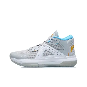 LiNing Team Logos Team Emblem Mid Top Basketball Shoes Coin Gray