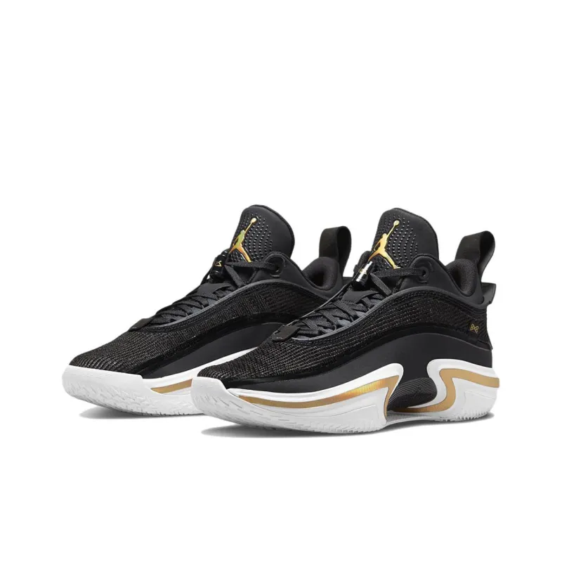 Jordan 36 Low Pf Black Gold White Sole-2