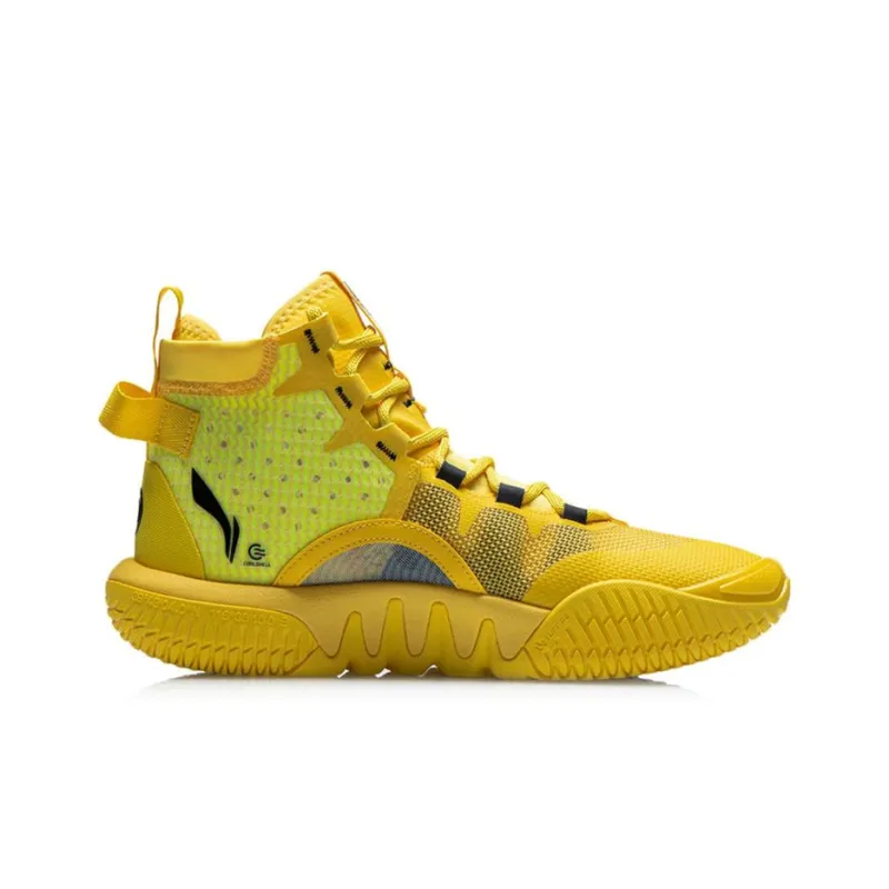 LiNing Badfive 2 Wear Resistant Slip Resistant High Top Performance Basketball Shoes Men's Yellow-1