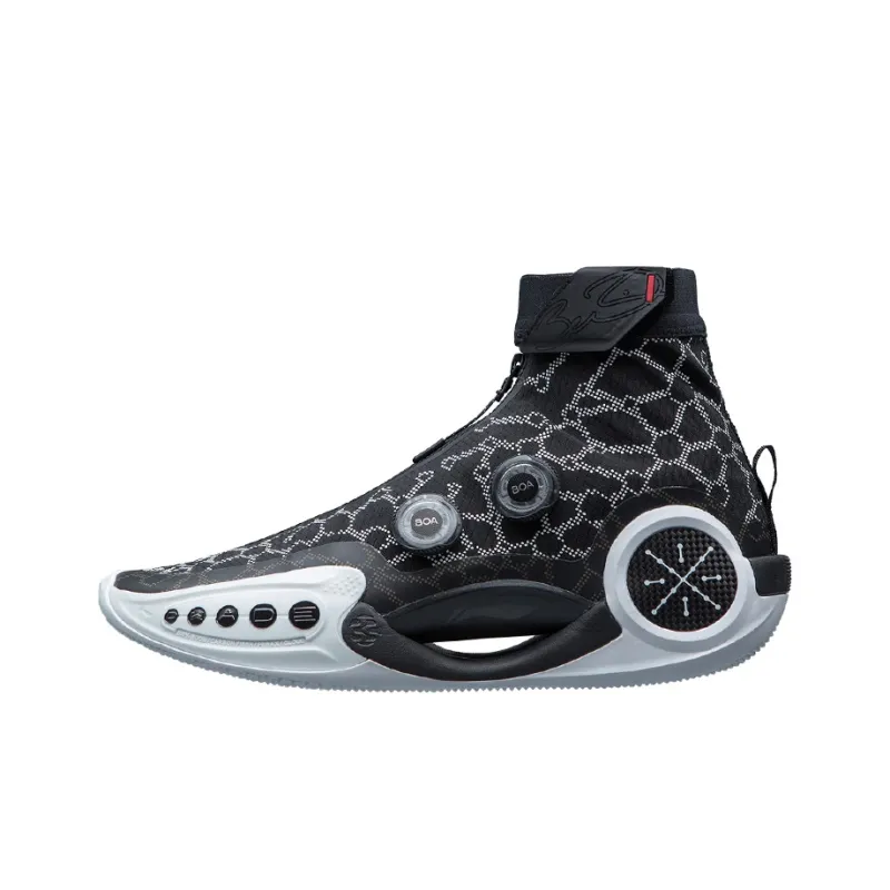 LiNing WOW 9 Wear Resistant Slip Resistant High Top Performance Basketball Shoes Men's Black White-0