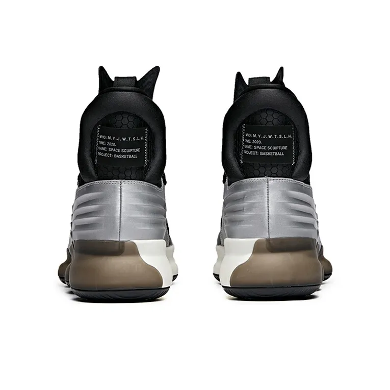 NASA x Anta Cushioning Anti-Slip And Wear-Resistant High-Top Performance Basketball Shoes Black Silver-4