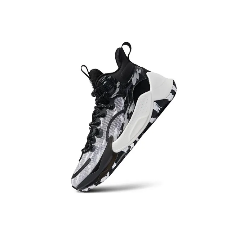QIAODAN Busters 3Elite Black Warrior Abrasion Resistant Breathable High Top Basketball Shoes Men's Black White-3