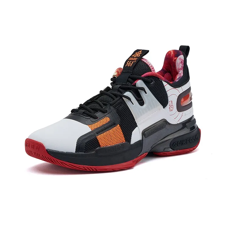 361° Restraint 2 Wear Resistant Slip Resistant Low Top Performance Basketball Shoes Men's Black White-2