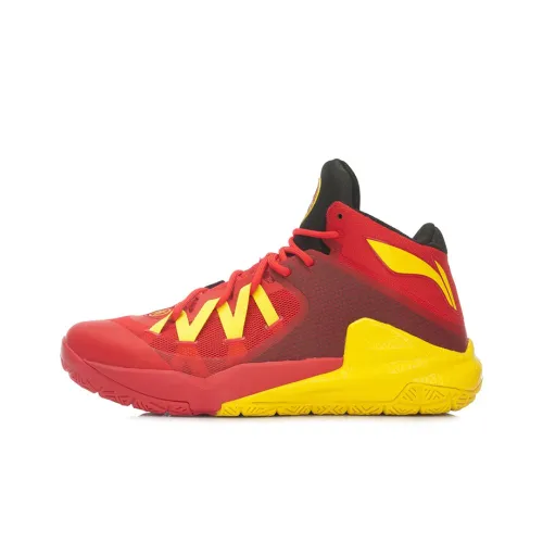 LINING All In Team 3 Basketball Shoes Unisex High-Top Red/Yellow