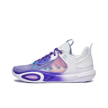 LiNing All City 11 Snow Mountains Cushioning Anti Slip And Wear Resistant Low Top Basketball Shoes Men's Purple White