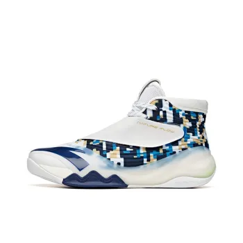 Anta Thompson KT Basketball Cushioned Slip Resistant Abrasion Resistant High Top Basketball Shoes White Black Blue