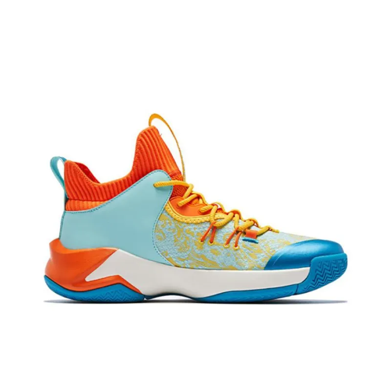 QIAODAN Broken Shadow Cushioned Slip Resistant Low Top Basketball Shoes Orange-1