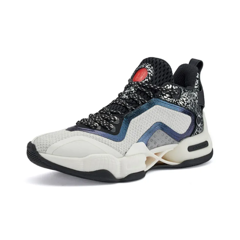 361° AG2 X Basketball Shoes Men Mid Top Feather White/Obsidian Black-2