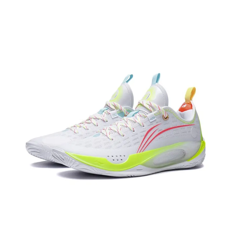 LINING Wade 808 2 Basketball Shoes Men Low Top Standard White/Neon Fruit Red-2
