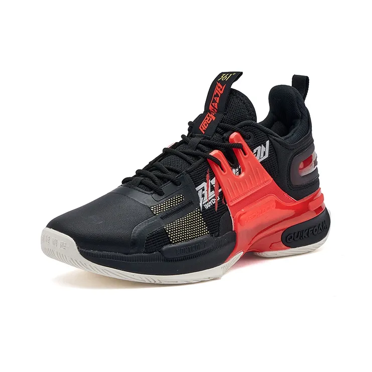 361° Restraint 2 Wear-Resistant Slip-Resistant Low-Top Performance Basketball Shoes Men's Black Red-2