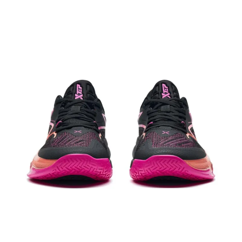 XTEP Light Attack 2 Generations Cushioning Wear Resistant Rebound Low Top Basketball Shoes Men's Black Purple-3