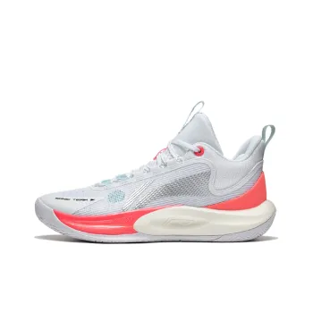 LiNing SONIC Team Anti Slip And Wear Resistant Support Rebound Mid Top Basketball Shoes Men's Standard White