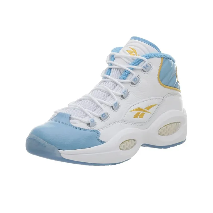 Reebok Question Nuggets Home Cushioning Anti Slip And Wear Resistant High Top Basketball Shoes Men's White Blue-2
