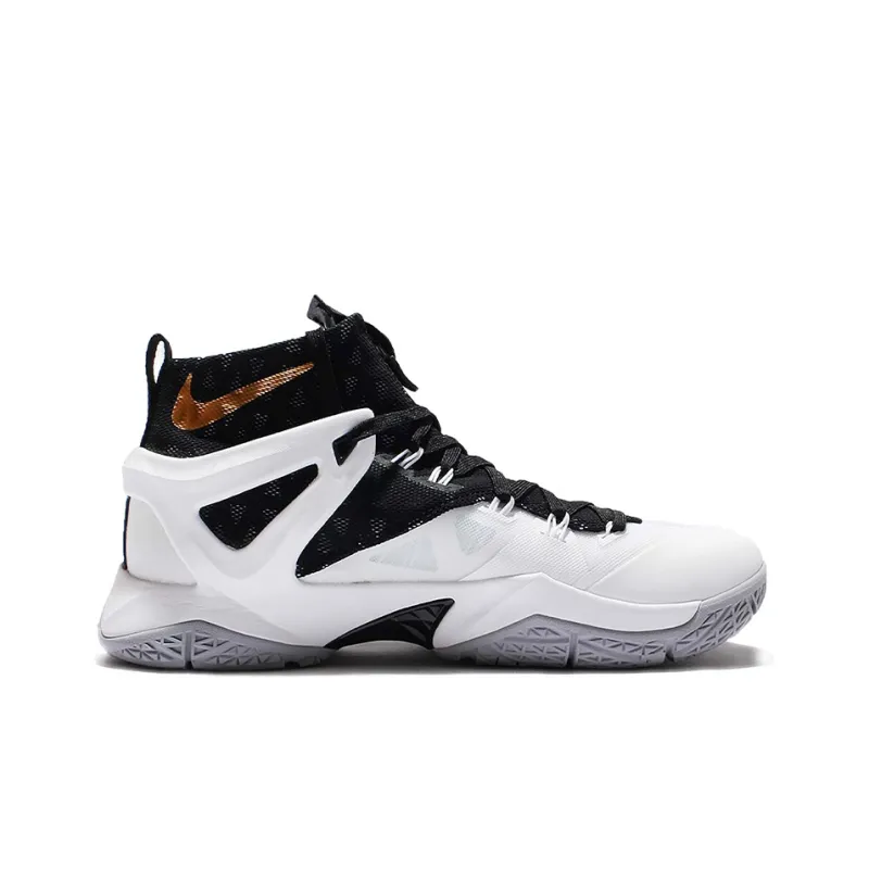 Nike Ambassador Cushioning Anti Slip And Wear Resistant Coverage Mid Top Performance Basketball Shoes Men's White Black-1