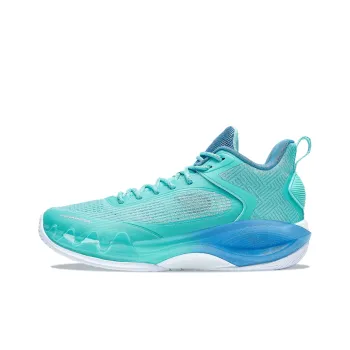 XTEP Light Attack Anti Slip Wear Resistant Breathable Coverage Support Mid Top Basketball Shoes Men's Green Blue